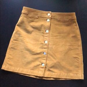 J. Crew Mustard Button-Front Corduroy Mini Skirt
